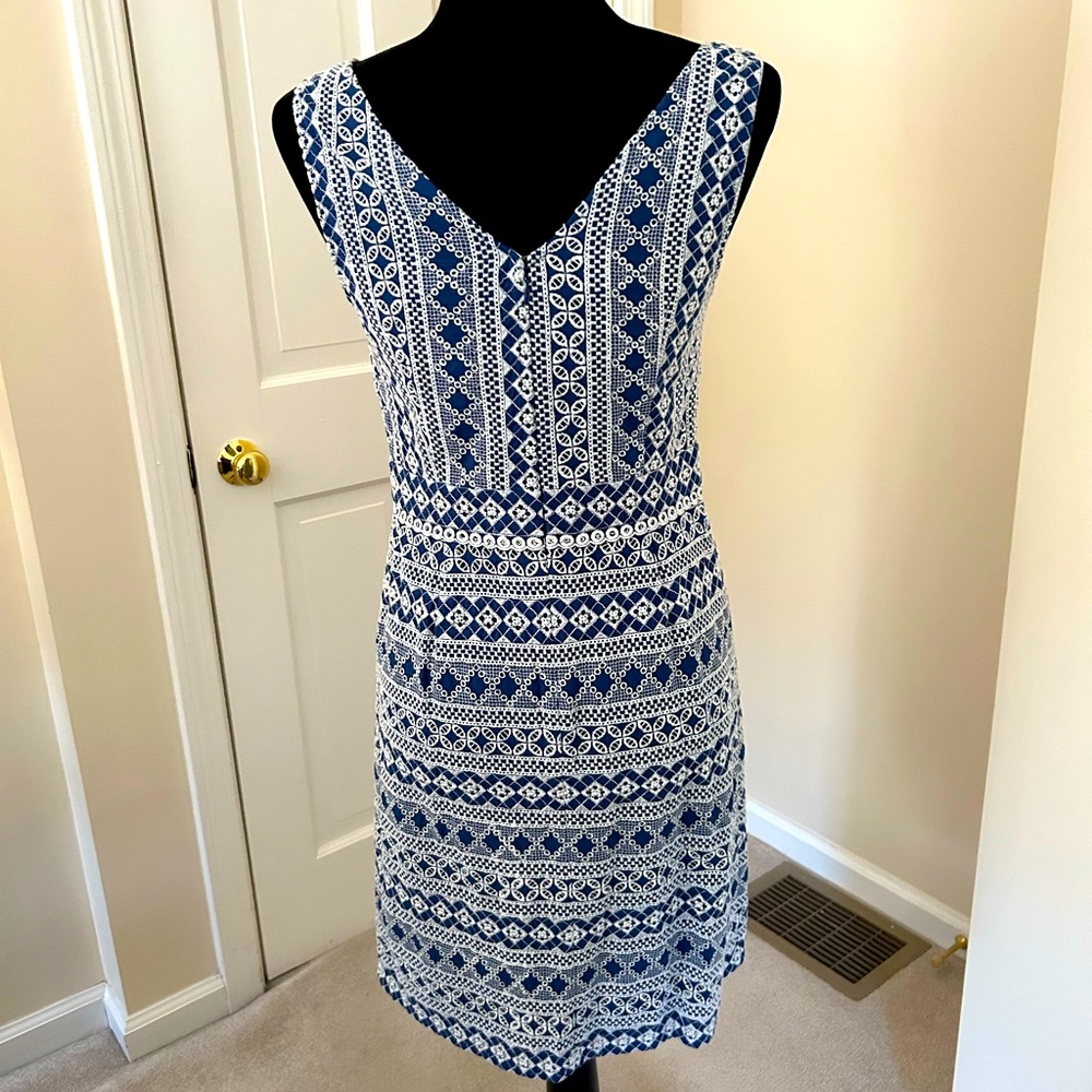 Boden blue and white eyelet dress